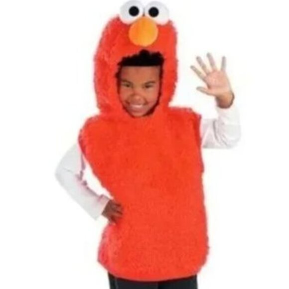Elmo Plush Red Hoodie Vest Costume Childrens Size Small Sesame Street HALLOWEEN - Picture 1 of 6
